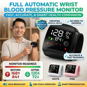 Automatic Wrist Blood Pressure Monitor With Voice Prompt Large Screen Digital Wrist Blood Pressure Meter Elderly Health Medical Device