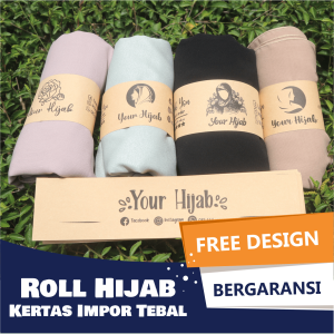 Roll Hijab Label Belt Packaging Hijab Kraft Paper Samson Souvenir Makanan Custom Ukuran 7 x 20 cm, 5 x 40 cm, dan 4 x 30 cm