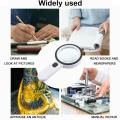 30X Lighted Magnifying Glass Handheld Illuminated Lighted Magnifier Portable Double Glass Lens Magnifier 12 LED Light for Reading Book/Newspaper/Map. 
