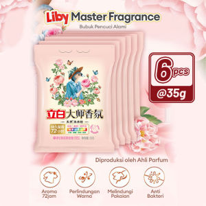 【1 RENCENG ISI 6 PCS】LIBY Master Fragrance Laundry Detergent Bubuk (35gr x 6pcs) - Penghilang Noda Pelindung Warna Wangi Mawar Hingga 72 Jam (35gr)