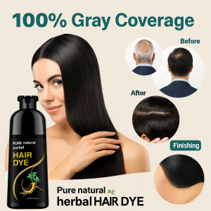Natural Hair Color Shampoo Long-Lasting Gray Coverage Shine Hair Safe For Sensitive Scalp