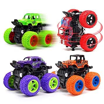 BABA Mini Monster Trucks Friction Powered Cars for Kids Big Rubber Tires  Baby Boys Super Cars Blaze Truck Children Gift Toys Toys for Kids Boy Toys 