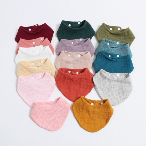 1 Pc Baby Bibs Cotton Accessories Newborn Solid Color Snap Button Soft for Triangle Towel Feeding Drool Bibs