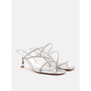 PAZZION 2019D-18 Stacey Strappy Silver Sparkly Open Toe Heels