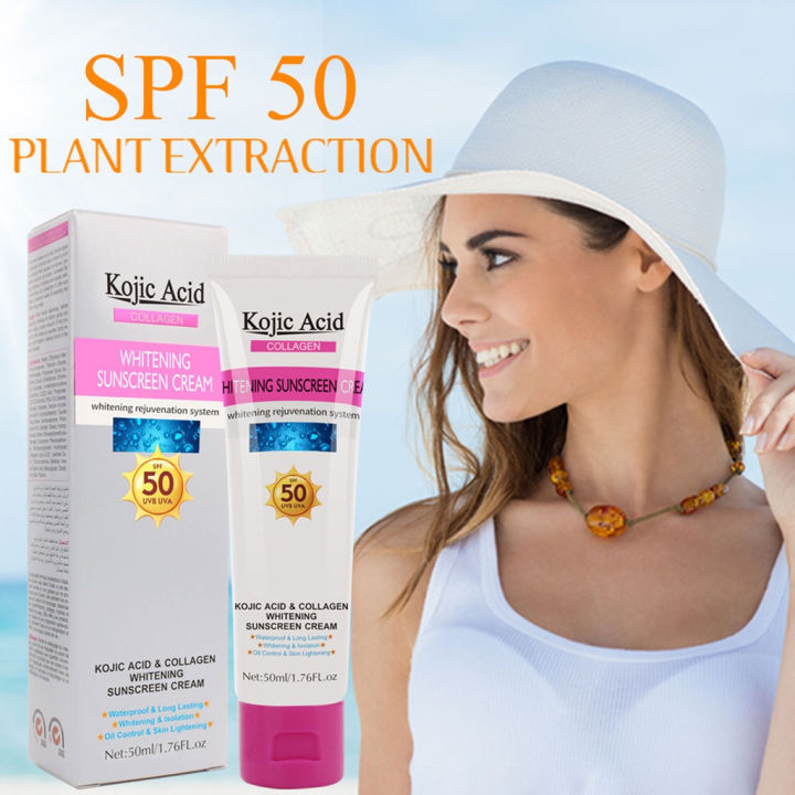Kojic Acid Collagen Whitening UV Sunscreen Cream Face Sunblock Body Sun