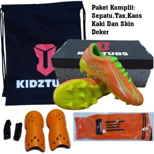KIDZTUBS Sepatu Bola Anak Paket Komplit Sepatu Bola Tas Skin Deker Kaos Kaki Usia 6-10 Tahun Size 28 29 30 31 32 33 34 35 36 37 KDZ1114011425