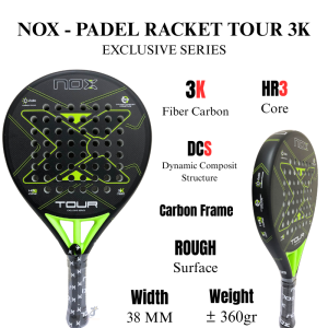 Raket Padel NOX TOUR Exclusive Series 3K Fiber Carbon Frame / Racket Padle Nox Tour Exclusive Series 3K