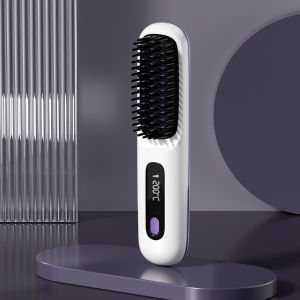 Ionic Straightening Comb - Wireless Portable 2-in-1 Styler for Damage-Free Hair Volumizing and Curling