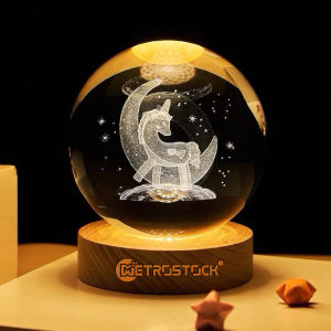 LED 3D Crystal Ball Night Light - Lampu tidur bola kristal 3D lampu estetik dekorasi kamar cafe kado hadiah ulang tahun anniversary valentine romantis ramadhan natal hias meja belajar