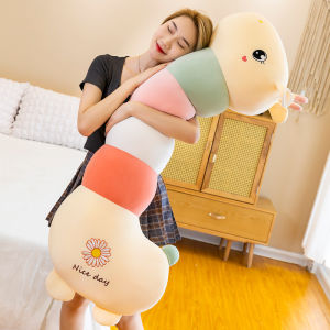 60/130CM Rainbow Giraffe Plushie Stuffed Toy Caterpillar Plush Toys Big Size Long Hotdog Pillow Ragdoll Soft Doll Kids Children Girlfriend Birthday Gift