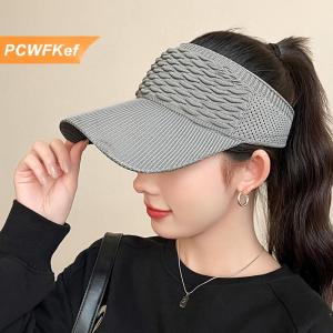 【PCWFKef】 Mùa hè chống UV Sun hat phụ nữ rỗng Top hat du lịch bãi biển thể thao ngoài trời Visor cap dệt kim Mũ bóng chày