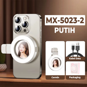 Ring Light Mini LED Mirror Selfie Jepit Hp Cermin Praktis Portable 3 Warna Lampu Konten Live