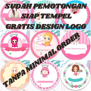 Stiker Logo Desain Unik Tahan Air Warna-Warni Ukuran 5x5cm - Paket 200 PCS