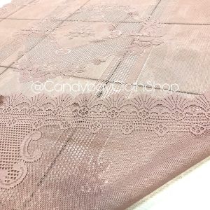 Taplak Meja Persegi Bahan Tebal 6 Kursi 150 x 230 cm Warna smoky Plum/Apricot tua Corak Bunga Monica Tebal