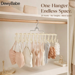 DewyBabe Stainless Steel 20 Hook Hanger Rotating Space Saving Rack For Underwear Scarf Tie Belt Hat