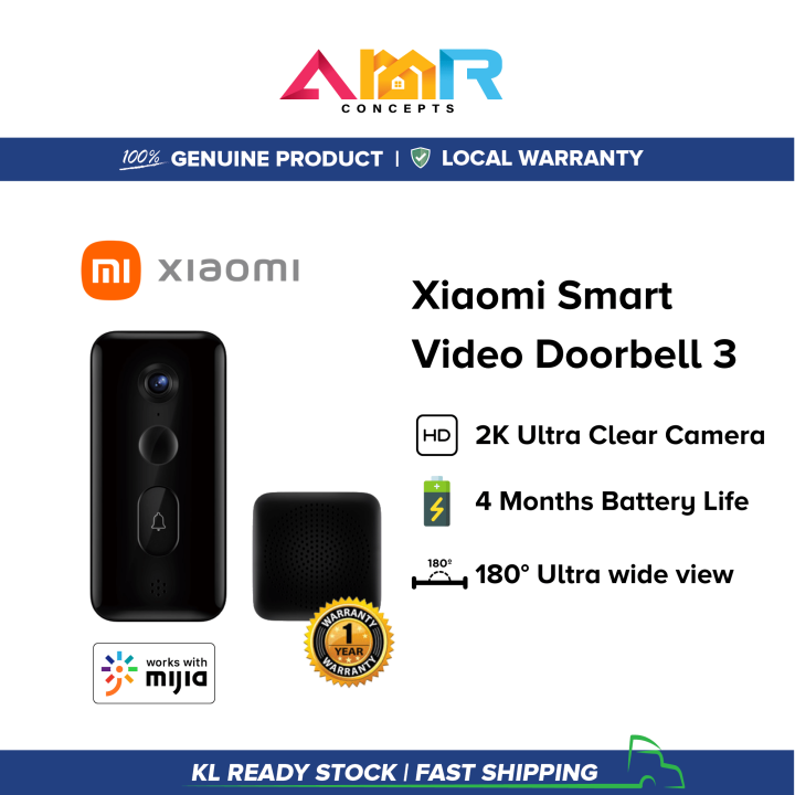 Xiaomi Smart Doorbell 3 Loud Receiver/5200mAh Battery/Two-way Intercom/All-day Monitoring/AI Face Recognition