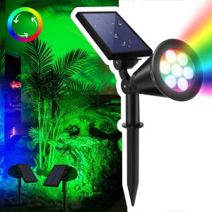 7LED Solar Lawn Lamp Outdoor RGB Solar Spotlight Garden Landscape Light for Wall Path Tree Lawn Halloween Christmas Decoration