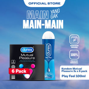 Durex Mutual Pleasure 3s x 6pcs + Durex Lube 100ml - Kondom Gerigi + Tahan Lama Pria