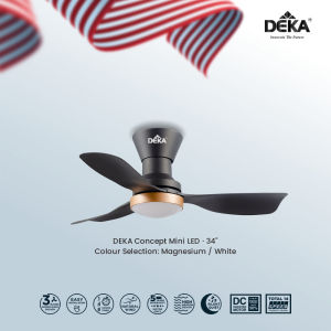 DEKA CONCEPT MINI LED Series 34" 3 Blades DC Motor High Air Flow 7 Speed Control + Reverse Ceiling Fan Magnesium Kipas Siling