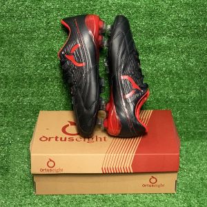Sepatu bola ortuseight hitam merah jahitan murah berkualitas terbaru 2022