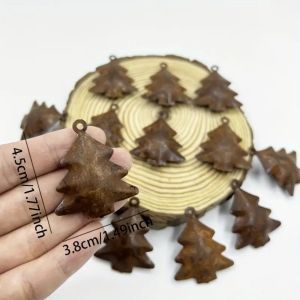 MIRELAE 10PCS Cây thông Noel Bell Star Đồ trang trí treo Giáng sinh loại Rusty Đồ trang trí treo Mộc mạc Thiết kế treo Đồ trang trí treo ngày lễ Ngày Lễ Giáng Sinh