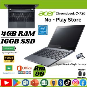 New Model Acer C740 Chromebook play store laptop 11.6 inch HD Screen with Charger 4GB RAM 16GB SSD Lagi Murah (Refurbished)