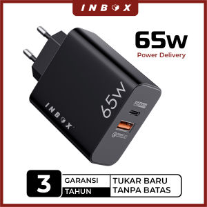 INBOX PDA-3 Kepala Charger 65W Dual Port Power Delivery Fast Charging Adaptor Adapter