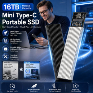 Portable SSD Hard Drive Mini External High Capacity Storage Device for Data Backup