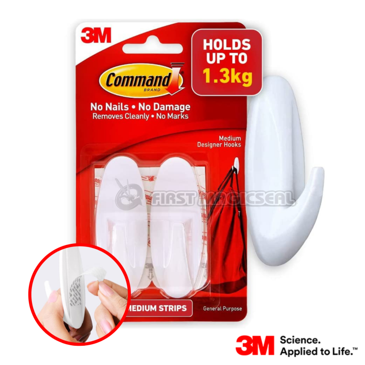 3M Command Wall Mounted Medium Utility Hooks Damage Free Removable w/ Strong Adhesive Lazada
