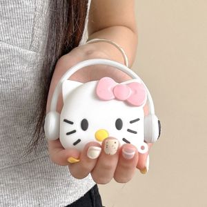 【New】Cute Cartoon Music Colorful Queen Kitty Liquid Silicone Earphone Protective Case with Hook or Bracelet  For Samsung Buds live Pro 2 2 Pro FE Earphones