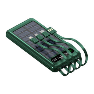 Solar power bank original 100000mAh With LED display and light build 4 cables 2.1A Fast charging powerbank For iphone