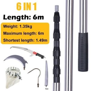[Garansi Toko 1 Tahun] 6M Buah Picker Set 6m Orchard Berkebun Peach Apple Pohon Tinggi Alat Pemetik Buah / metal fruit picker Tongkat Panjang Untuk Petik Buah THS