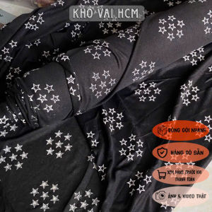 Vải Thun Đen Hình Ngôi Sao Khổ 1m5 - Chất Mỏng Thưa Đàn Hồi 2 Chiều - May Váy Đầm Áo Kiểu