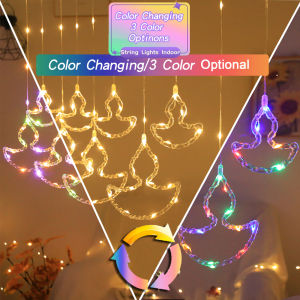 2025 Diwali Decoration 5M 158LED Curtain Diya Lights 8Modes Waterproof Fairy Lights For Indian Diwali Deepavali Decoration