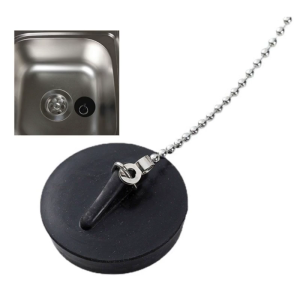 Universal Rubber Bath Plug with Chain Drain Stopper Handy Rubber Bath Plug for Kitchen & Bathroom Sinks 40mm Durable