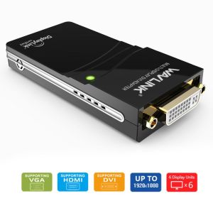 Wavlink USB 2.0/USB3.0/Type C to DVI/VGA/HDMI Video Graphics Display Adapter up to 1920 X 1080 for Multiple Extra Monitors