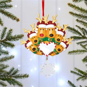 YERZ Flat Reindeer Family Pendant PVC Decorative Elk Deer Family Ornament Creative Write Name Home