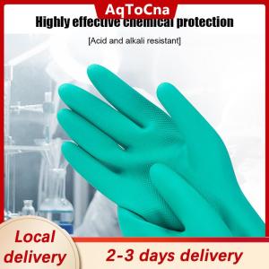 [COD] AqToCna Ship within 24 hours 1Pair Thick Nitrile Gloves - Chemical Acid Resistant Waterproof Long Sleeve Gloves For Gardening Chemical Painting Latex Free