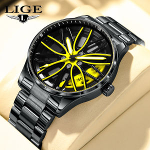 LIGE Fashion Wheel Luxury Men Watch Waterproof Rotary Sport Car Rim Men Watch High Quality Best Selling Quartz Watches For Men + Box