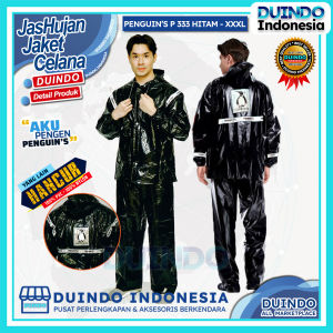 Duindo | Jas Hujan Penguins P 333 Hitam XXXL Pria Wanita Jaket Celana Mantel Pinguin