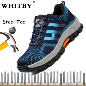 Brand WHITBY COD （3 Days Delivery）Men Women Plus Size  35-46 Safety Shoes Steel Toe Steel Mid-plate Anti-slip Anti-smashing Work Boots Safety Boots