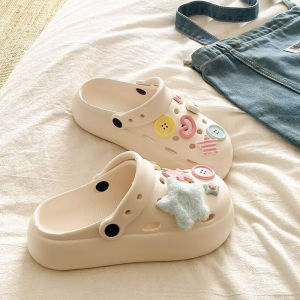 [Free Shipping] Cute Cartoon Puppy Clogs New Style for Outdoor Wear Dly Thick-Soled Arch Support Summer Beach Vacation Closed-Toe Shoes