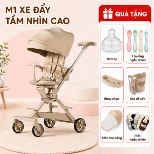 Xe đẩy gấp gọn Minibear cao cấp 2 chiều cao cấp điều chỉnh ngồi nằm 175° có màn che chống nắng bánh xe địa hình