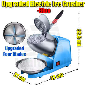 BLUE Electric or Hand Manual Ice Crusher Shaver l Ice Dessert l Ice Chopper l Powerful motor l Stainless-steel double blade fine ice l Ice Kacang l Snow cone l Ice Crusher l Ice Crusher Machine l Electric Ice Crusher l Ice Shaver