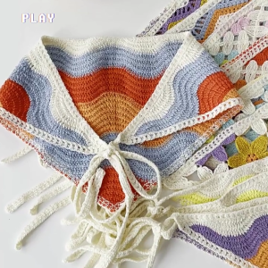 Elegant Women Knit Bandanas Outdoor Camping Photo Shoot Crochet Hairband Spring Summer Hollow out Headband for Travel