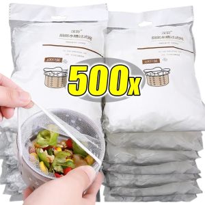 500pcs Kitchen Disposable Sink Drain Mesh Filter / Anti-Clog Residue Garbage Strainer / Vegetable Washing Food Waste Drain Filter Mesh Bags