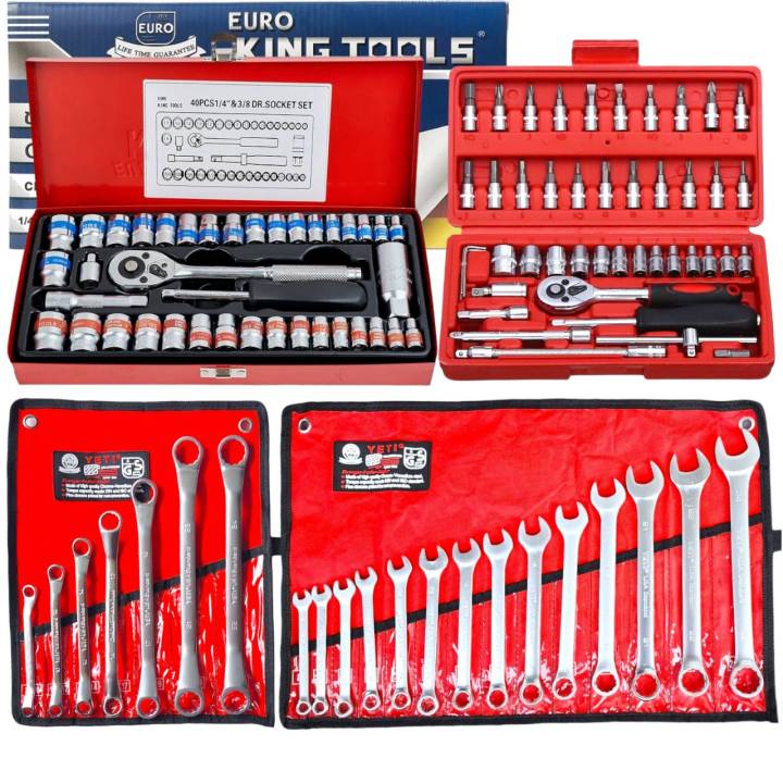 EURO KING TOOLS ชุดบล็อก 40 ชิ้น+ประแจ YETI+แหวน YETI (7pc) +ชุดบล็อก ...