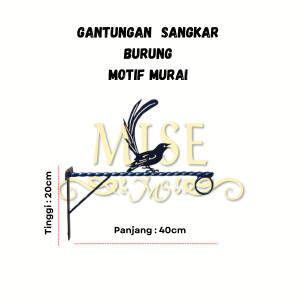 Gantungan Sangkar Burung Motif Burung Murai Elegan - Desain Kekinian - Warna Hitam Pekat