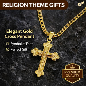 Wealth and Fortune Jesus Cross Necklace Unique Religious Pendant for Daily Wear Stylish Decoration with Cultural Significance