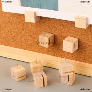 [COD] yixiayun 10Pcs Square Wooden Snap Button Pin With Slot For Cork Board Photo Display Decorative Push Pins For Easy Installation